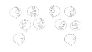 Model sheet de varias expresiones del personaje