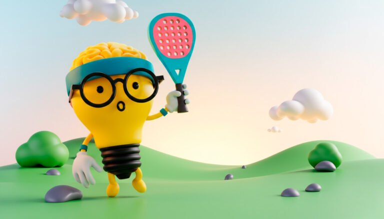 Animación 3D de un personaje para marcas de deporte y bienestar, con CONTIGO jugando al pádel.