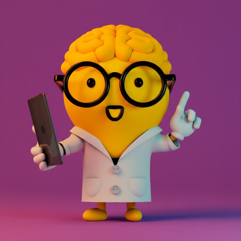 Personajes 3D para marcas como CONTIGO en su rol de científico, explicando conceptos técnicos de forma sencilla